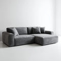Prawostronna sofa narożna 3-osobowa z tapicerką z tkaniny, szara, 260 × 165 × 85 cm