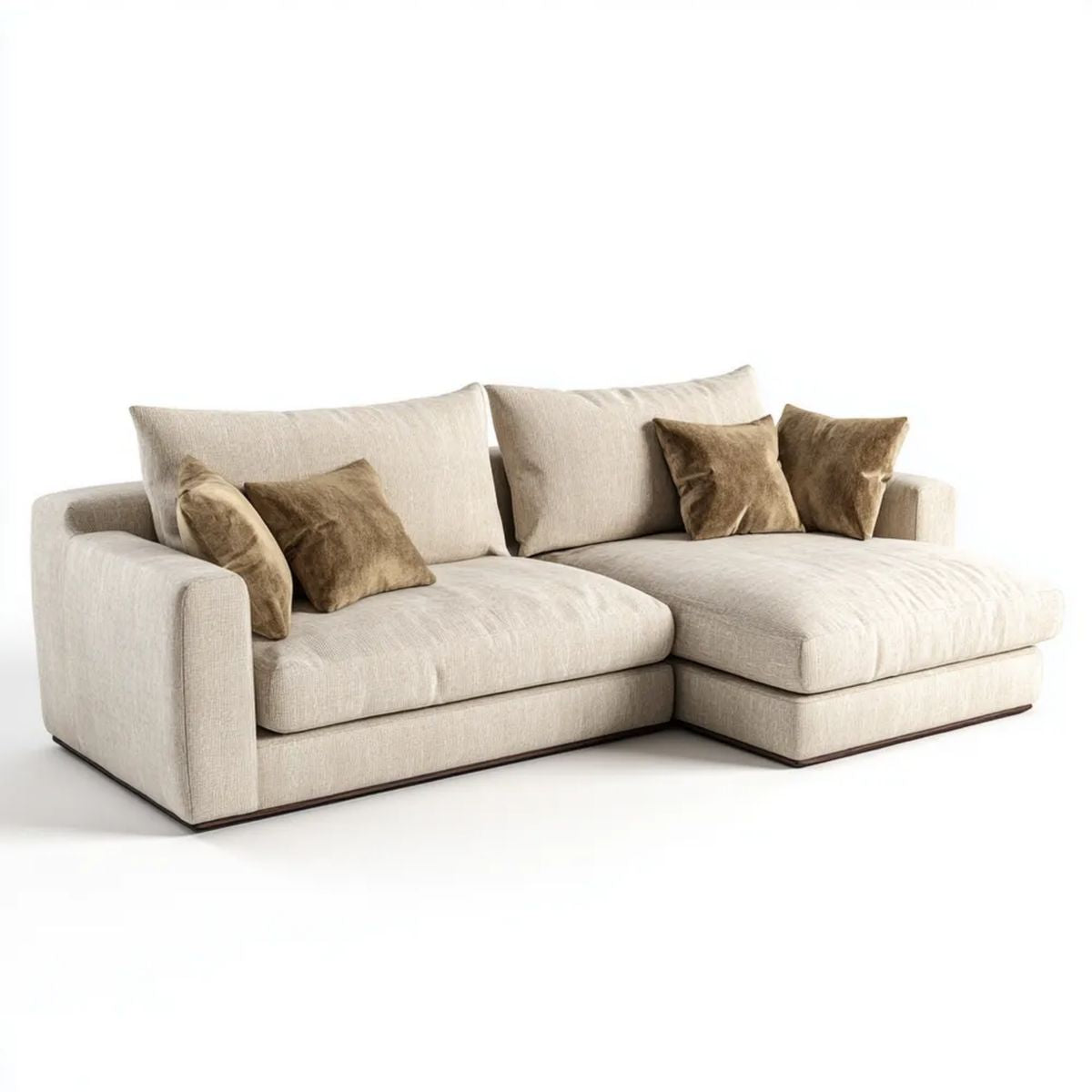Beżowa sofa narożna w kształcie L z tapicerką poliestrową, 280 × 180 × 85 cm