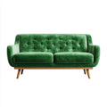 Zielona sofa dwuosobowa z aksamitu na nogach z litego drewna, 145 × 83 × 86 cm