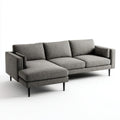 Szara sofa narożna lewostronna z szezlongiem, tapicerowana poliestrem, 250 × 160 × 85 cm