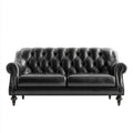 Trzyosobowa sofa Chesterfield ze skóry syntetycznej, czarna, 230 × 95 × 85 cm