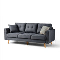 Trzyosobowa sofa z tapicerką poliestrową, ciemnoszara, 198 x 85 x 86 cm