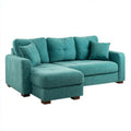Turkusowa sofa narożna z lewostronnym szezlongiem, tapicerowana, 230 × 150 × 85 cm