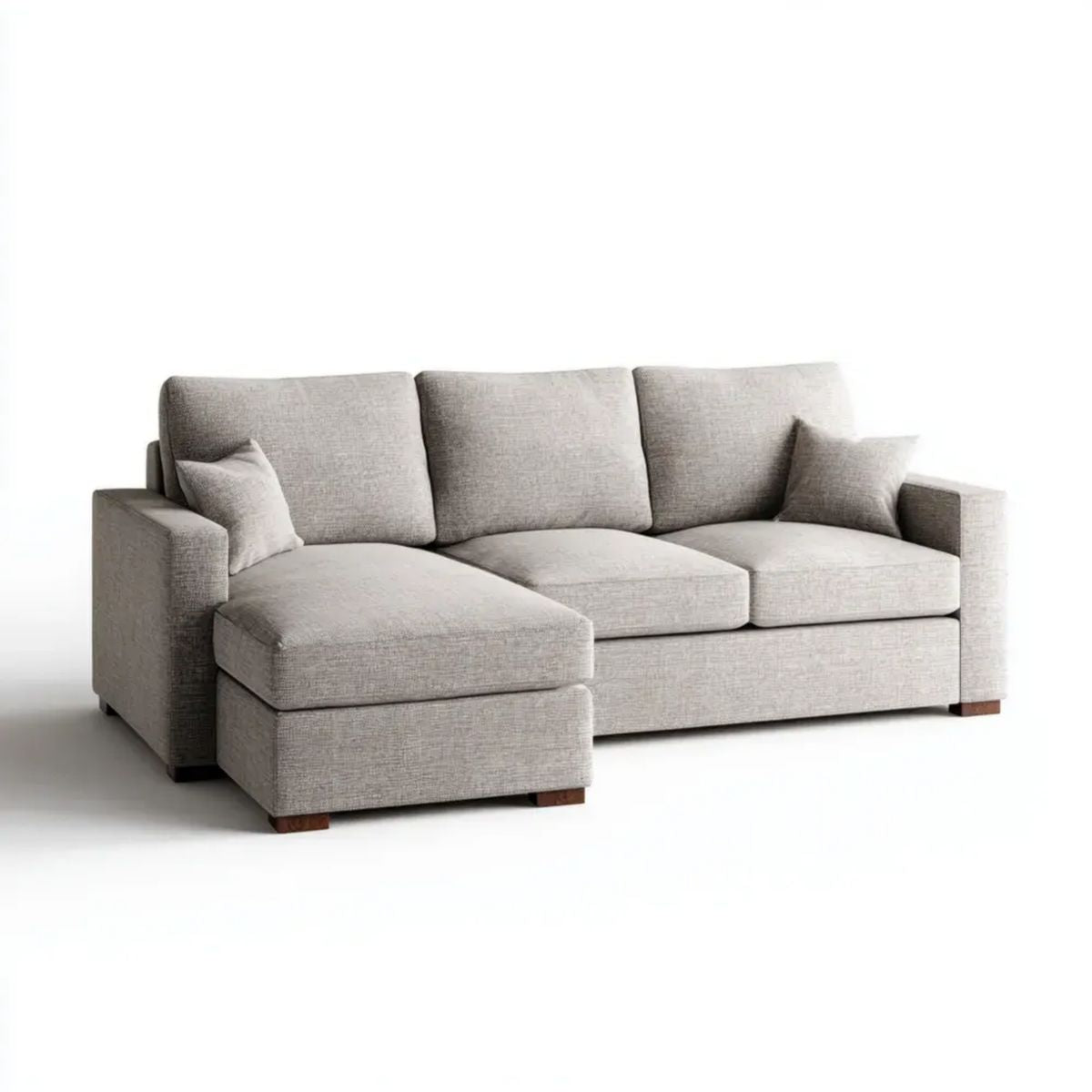 Sofa narożna z lewostronnym szezlongiem z tkaniny, jasnoszara/ciemnobrązowa, 260 x 160 x 85 cm
