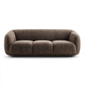 Trzyosobowa sofa tapicerowana z poliestru brązowa, 220 × 95 × 75 cm, zaokrąglona