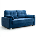 Trzyosobowa sofa rozkładana granatowa z tapicerką poliestrową 220 x 95 x 90 cm