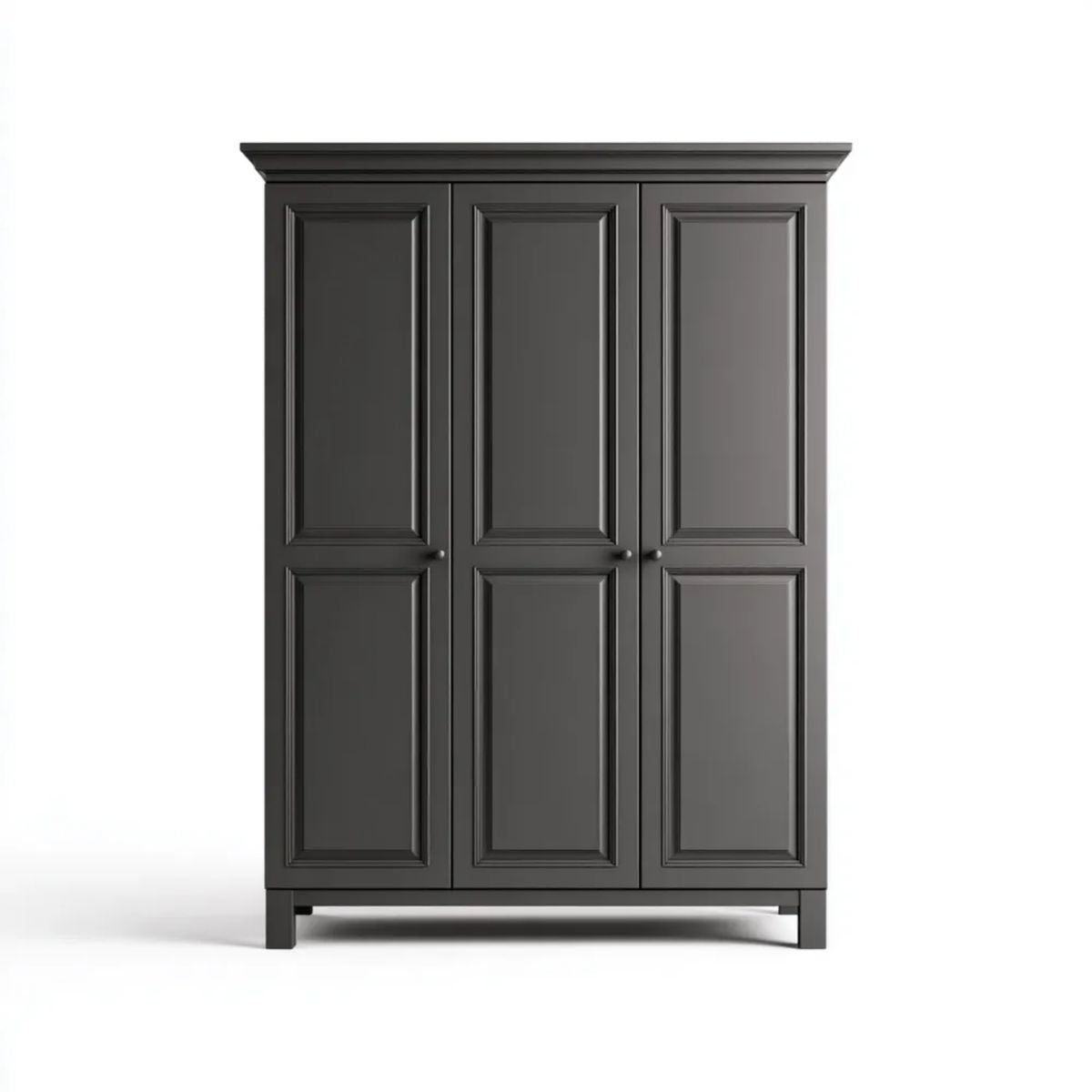 Trzydrzwiowa szafa drewniana czarna 150 x 60 x 200 cm z frezowanymi frontami