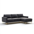 Grafitowa sofa narożna w kształcie L z prawostronnym szezlongiem, tkanina, metalowe nogi, 250 × 160 × 85 cm