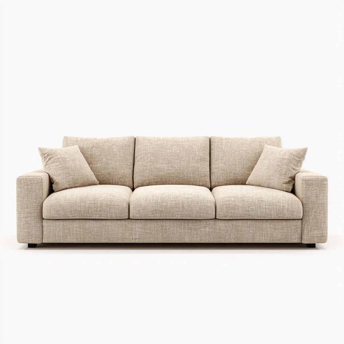 Beżowa sofa trzyosobowa z tkaniny 220 x 92 x 85 cm
